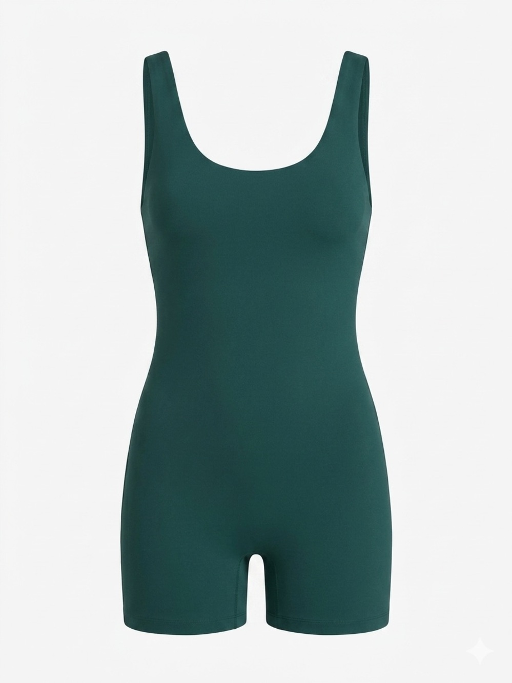 Dark Teal Scoop Neck Stretch Romper Jumpsuit